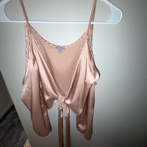 Caramel Off Shoulder Satin Top